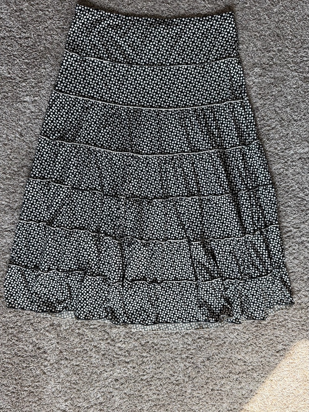 Black and White Polka Dot Tiered Skirt